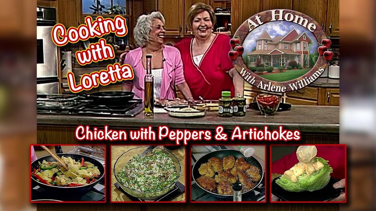 Arlene and Loretta Cook Chicken Thighs with Peppers and Aritchokes At